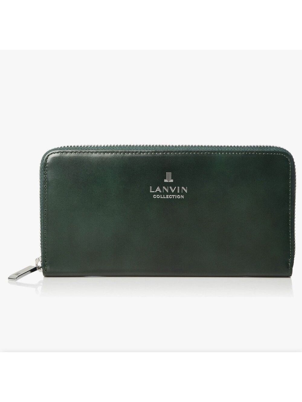 Lanvin Collection Metal Logo Series long wallet in green glass leather